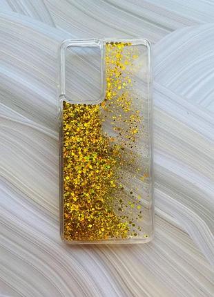 Чехол с плавающими блестками на xiaomi redmi note 10 pro/10 pro max золотой