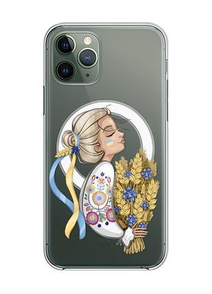 Магнитный чехол на iphone 12/12 pro с поддержкой magsafe :: украинка с колосками (принт 173)