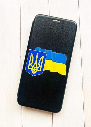 Чехол-книжка с рисунком для xiaomi redmi note 13 5g чёрный :: тризуб и флаг украины (принт 384) 2
