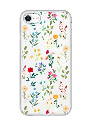Прозорий чохол для iphone 7, 8 :: квітковий фон (принт 269)