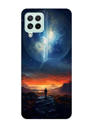 Чохол з бірюзовими боками на samsung galaxy m32/m22/a22 4g :: космос (принт 247)