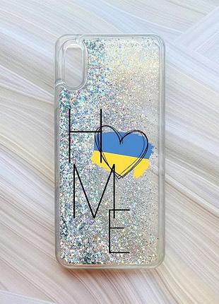Чехол с плавающими блестками на xiaomi redmi 9a серебристый :: дом украина (принт 353)