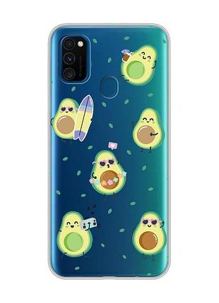 Прозрачный чехол на samsung galaxy m30s/м21 :: авокадо на отдыхе (принт 302)
