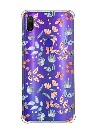 Чохол з потовщеними кутами на xiaomi redmi note 7/7 pro :: квітковий фон /принт 370/