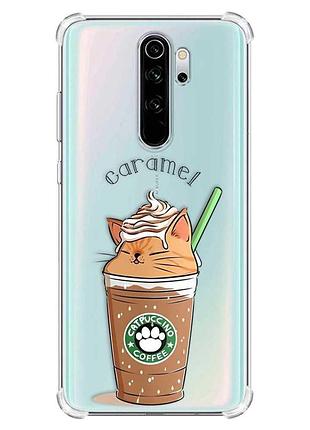 Чохол з потовщеними кутами на xiaomi redmi note 8 pro :: капучіно котик (принт 97)