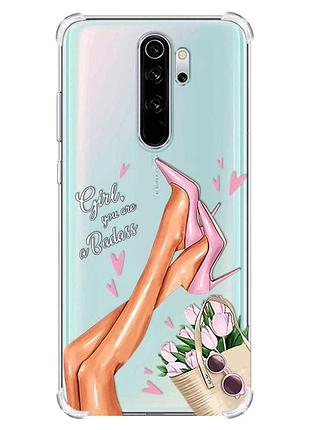 Чехол с утолщёнными углами на xiaomi redmi note 8 pro :: ножки (принт 62)