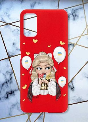 Матовый красный чехол на xiaomi redmi note 11 4g украинка со сладостями (принт 175)