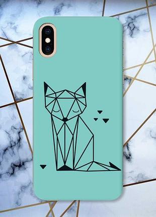 Матовий бірюзовий чохол на iphone xs max лисиця (принт 126)