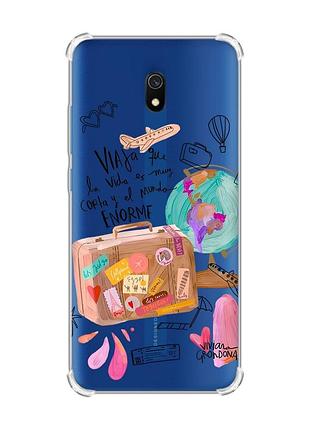 Чехол с утолщенными углами на xiaomi redmi 8a :: настроение путешествовать (принт 329)