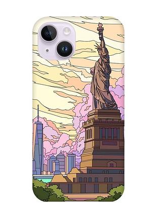 Чехол с защитой камеры на iphone 14 :: статуя свободы (принт 331)