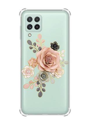 Чехол с утолщёнными углами на samsung galaxy a22 5g / a22s 5g :: розы (принт 275)