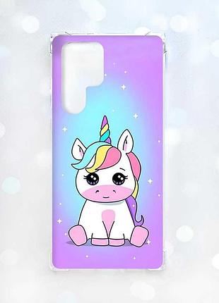 Чохол з потовщеними кутами на samsung galaxy s22 ultra :: єдиноріг (принт 103)