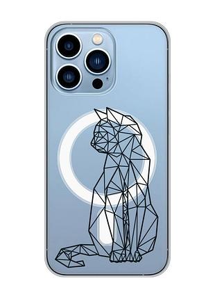 Магнітний чохол на iphone 13 pro max із підтримкою magsafe :: котик (принт 124)