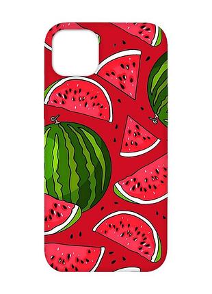 Матовий червоний чохол на iphone 14 plus :: кавуни (принт 341)