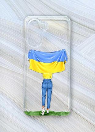 Прозрачный чехол на realme c33 :: девушка с флагом (принт 263)