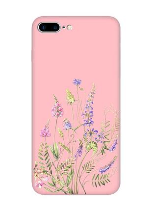 Матовый розовый чехол на apple iphone 7 plus / iphone 8 plus :: цветочная идиллия (принт 382)
