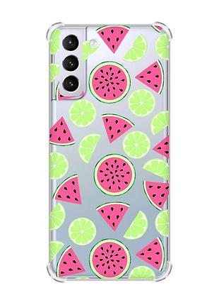 Чехол с утолщёнными углами для samsung galaxy s21 (g991) :: арбузы и лайм (принт 345)