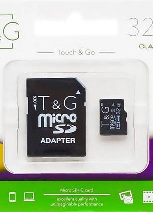 Карта памяти 32gb microsdhc class 10 с адаптером sd t&g