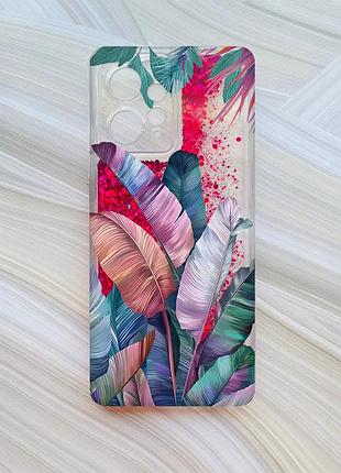 Чехол с плавающими розовыми блестками на xiaomi redmi note 12 4g тропики (принт 372)