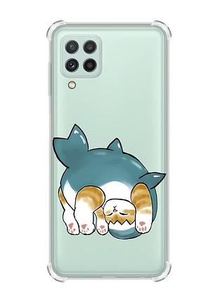 Чохол із потовщеними кутами на samsung galaxy a22 5g / a22s 5g :: котик акула (принт 378)