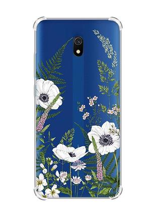 Чехол с утолщенными углами на xiaomi redmi 8a :: цветы полевые (принт 363)