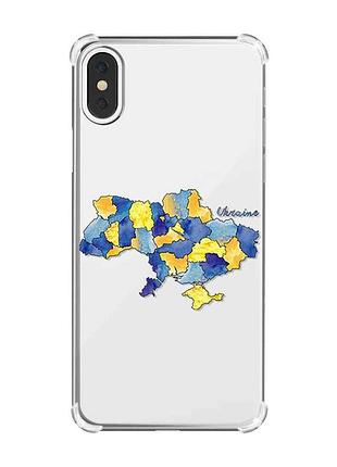 Чехол с утолщёнными углами на iphone x/xs :: карта украины (принт 261)