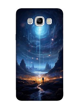 Чехол с черными боками на samsung galaxy j7(2016) j710 :: космос (принт 244)