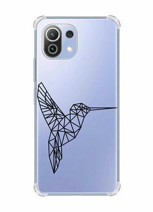 Чохол з потовщеними кутами на xiaomi mi 11 lite :: колібрі (принт 122)