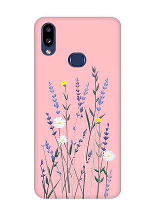 Матовый розовый чехол на samsung galaxy a10s (a107) :: полевые цветы (принт 270)