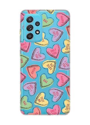 Прозорий чохол на samsung galaxy a52 :: сердечка з текстом (принт 333)