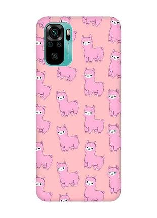 Матовий рожевий чохол на xiaomi redmi note 10 / note 10s лами рожеві (принт 101)