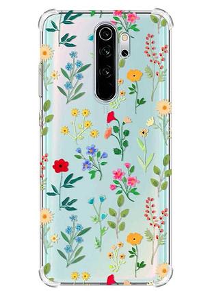 Чехол с утолщёнными углами на xiaomi redmi note 8 pro :: цветочный фон (принт 269)