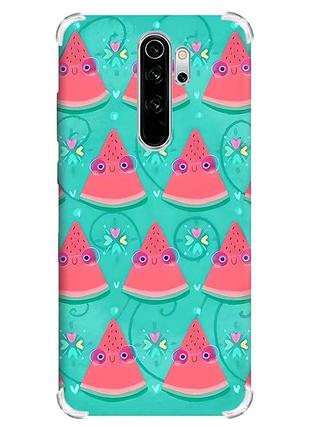 Чехол с утолщёнными углами на xiaomi redmi note 8 pro :: весёлые арбузики (принт 348)