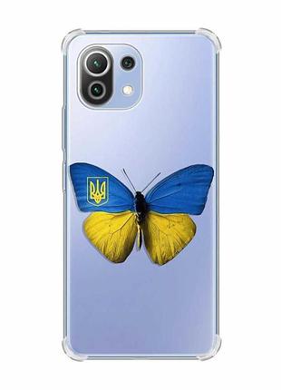 Чохол з потовщеними кутами на xiaomi mi 11 lite :: метелик україна (принт 255)