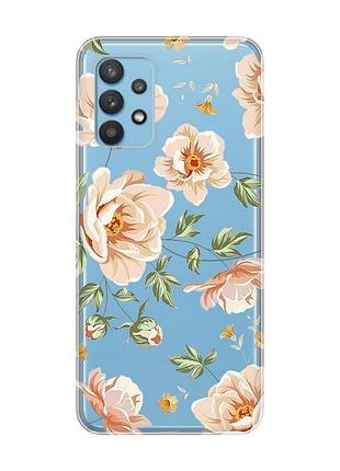 Прозрачный чехол на samsung galaxy a32 :: цветы пастельные (принт 277)