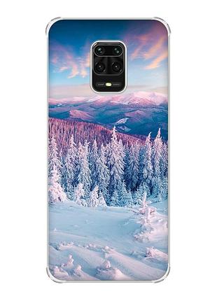 Чохол з потовщеними кутами на xiaomi redmi note 9 pro/ 9s/ 9 pro max :: зимові гори (принт 163)
