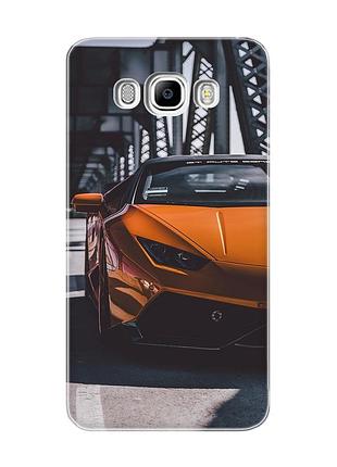 Чехол на samsung galaxy j7(2016) j710 авто оранжевое (принт: 237)
