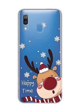 Прозорий чохол на samsung galaxy a30 (2019)/a20 (2019) зимове оленя (принт 155)