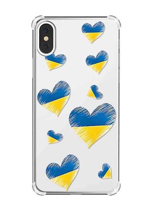 Чехол с утолщёнными углами на iphone x/xs :: сердечка. украина (принт 258)