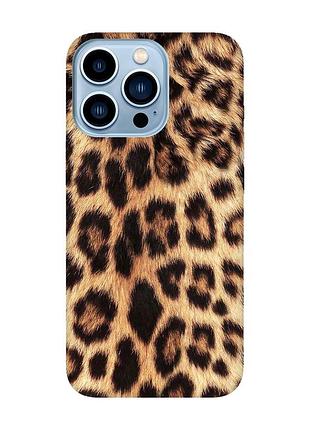 Матовий чохол з бірюзовими боками на apple iphone 13 pro max :: леопардовий дизайн (принт 383)