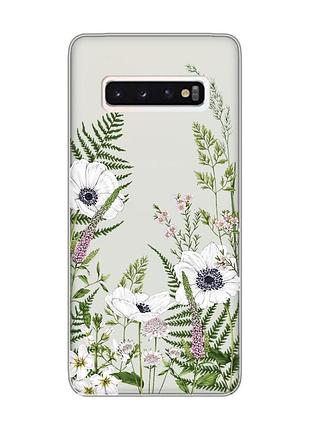 Прозорий чохол на samsung galaxy s10 :: квіти польові (принт 363)