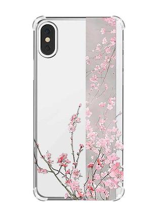 Чехол с утолщёнными углами на iphone x/xs :: сакура в цвету (принт 286)
