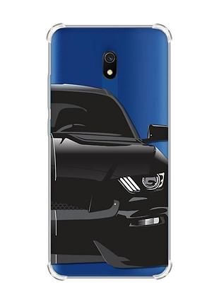 Чехол с утолщенными углами на xiaomi redmi 8a авто чёрное (принт 232)