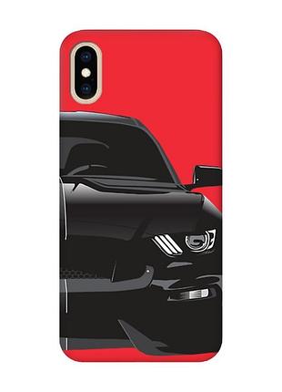 Матовий червоний чохол на iphone xs max авто чорне (принт 232)
