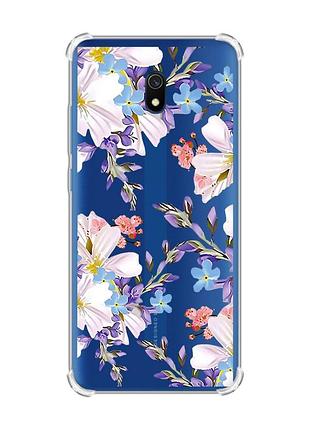 Чехол с утолщенными углами на xiaomi redmi 8a :: цветочный рисунок (принт 272)