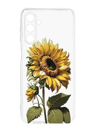 Прозорий силіконовий чохол на samsung galaxy m14 :: соняшник (принт 274)