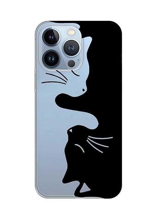 Прозрачный чехол на iphone 13 pro :: кошечки (принт 118)