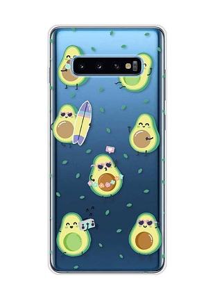 Прозорий чохол на samsung galaxy s10 plus :: авокадо на відпочинку (принт 302)