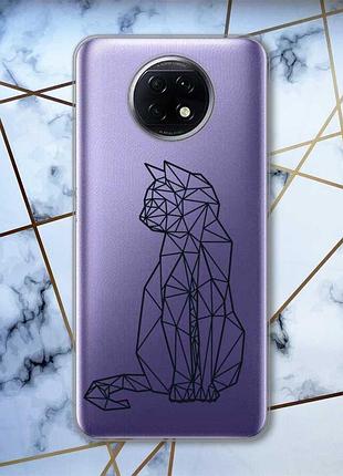 Прозрачный чехол на xiaomi redmi note 9t/redmi note 9 5g кошечка (принт 124)