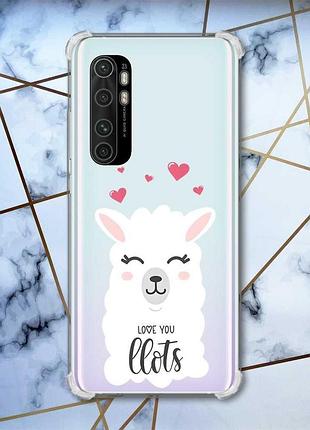 Чохол з потовщеними кутами на xiaomi mi note 10 lite лама (принт 94)